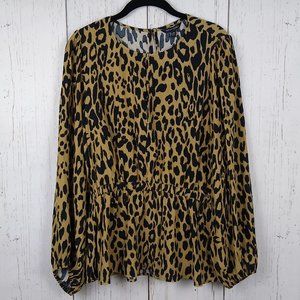 NWT Banana Republic Leopard Keyhole Blouse Medium